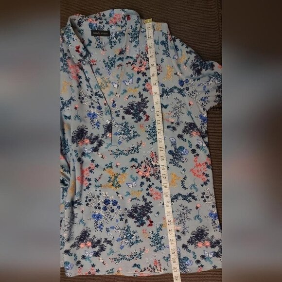 Coastal Grandmother Blouse Floral Print Rayon Tunic Top XL - Picture 9 of 10